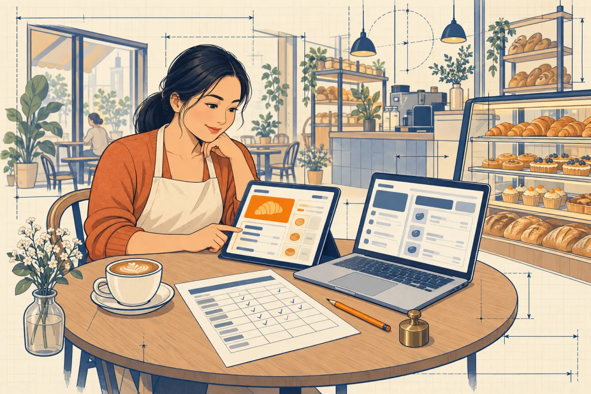 Chị Lan dùng thử hai phần mềm có sẵn và chấm điểm trên bảng ma trận in giấy