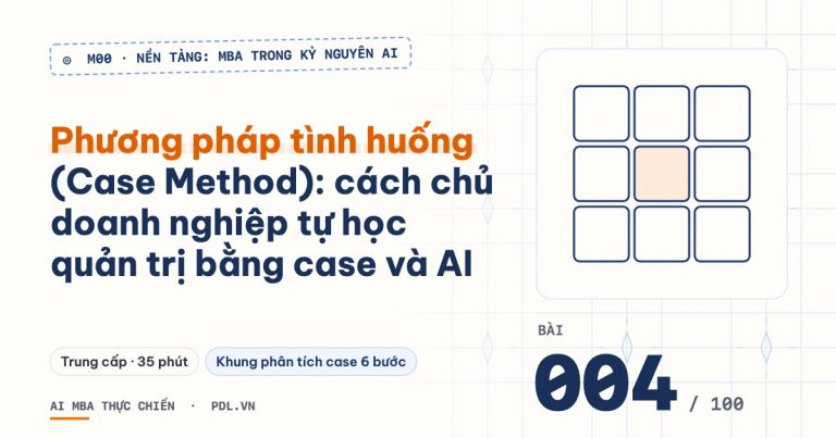 Ảnh bìa bài 004: Phương pháp tình huống (Case Method): cách chủ doanh nghiệp tự học quản trị bằng case và AI